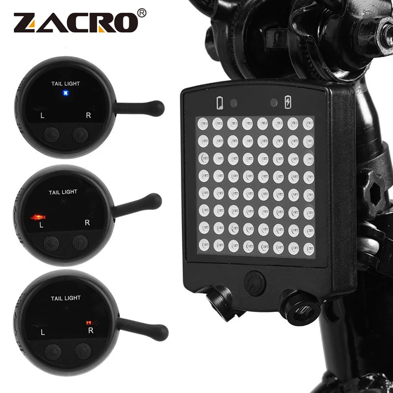 

Zacro Bicycle Light Wireless Remote Turn Signal LED Warning Light Mountain Bike Waterproof Rear Light Turn LED Warning Lamp