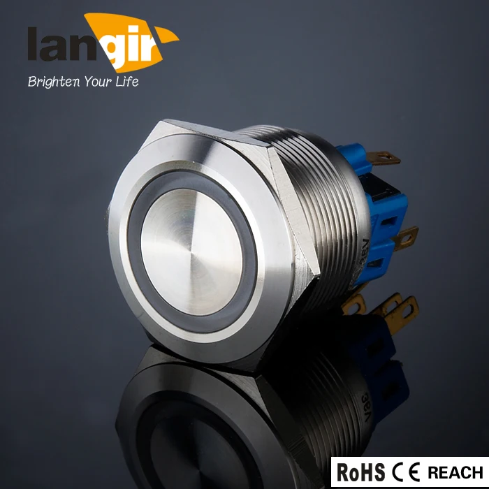 LANGIR Push Button Swtich Ring illuminated Stainless steel With Waterproof IP65 Suitable for 25 mm Mounting Hol | Обустройство дома