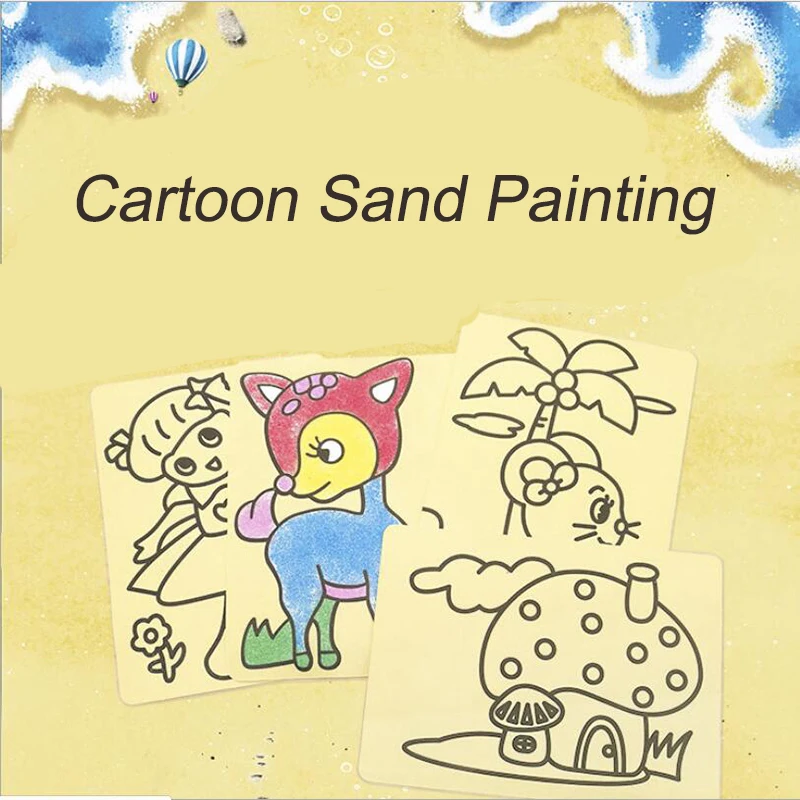 

5pcs/lot Kids Drawing Toy Montessori Educational Toy DIY Cartoon Sand Coloring Painting Art Craft Arouse Creativity For Children