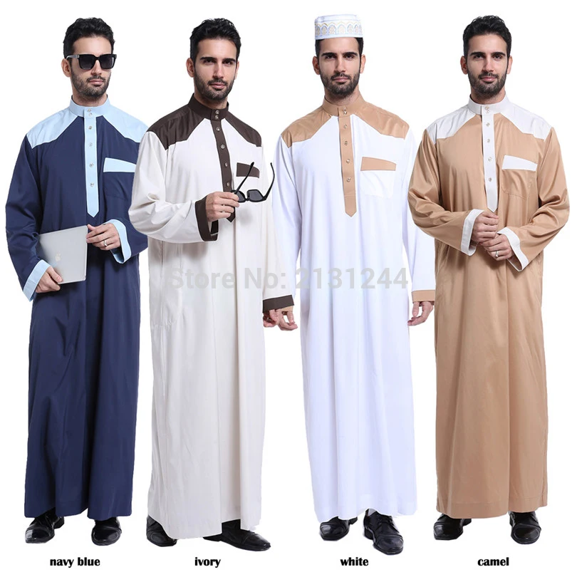 

Fashion Muslim clothing for Men Mens Kaftan Jubba Thobe White Abaya Arab clothing Man Islamic clothing Ropa Arabe hombre