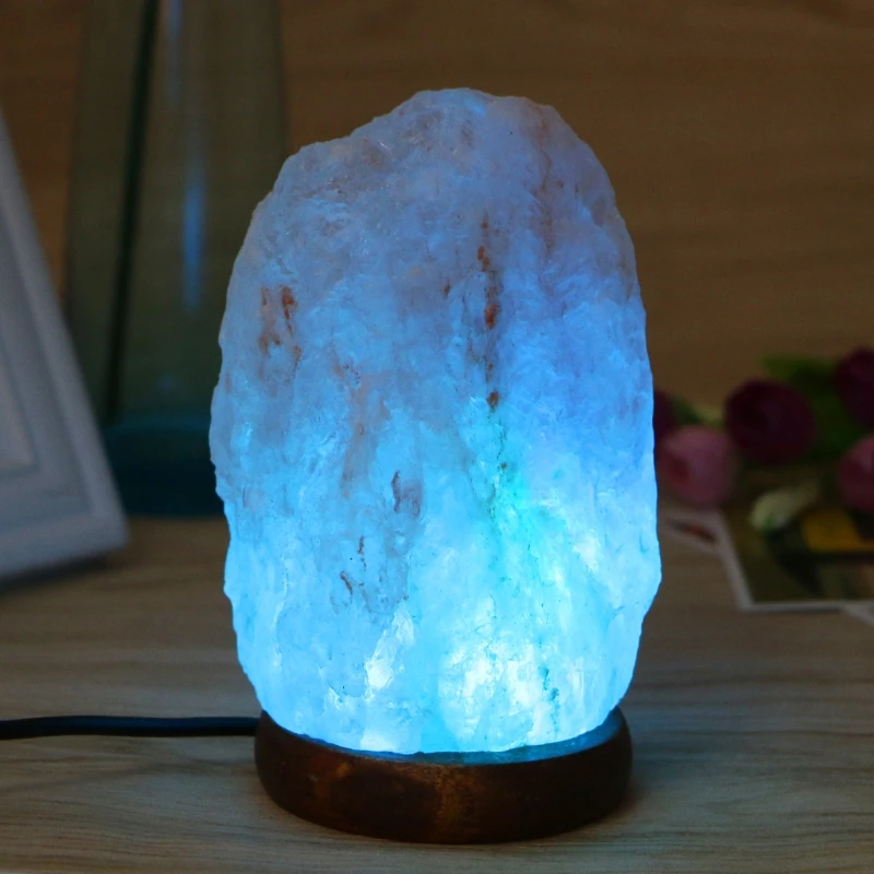 2018 высокая эффективность резной USB Деревянный база Гималайская Каменная соль лампа очиститель воздуха ночник