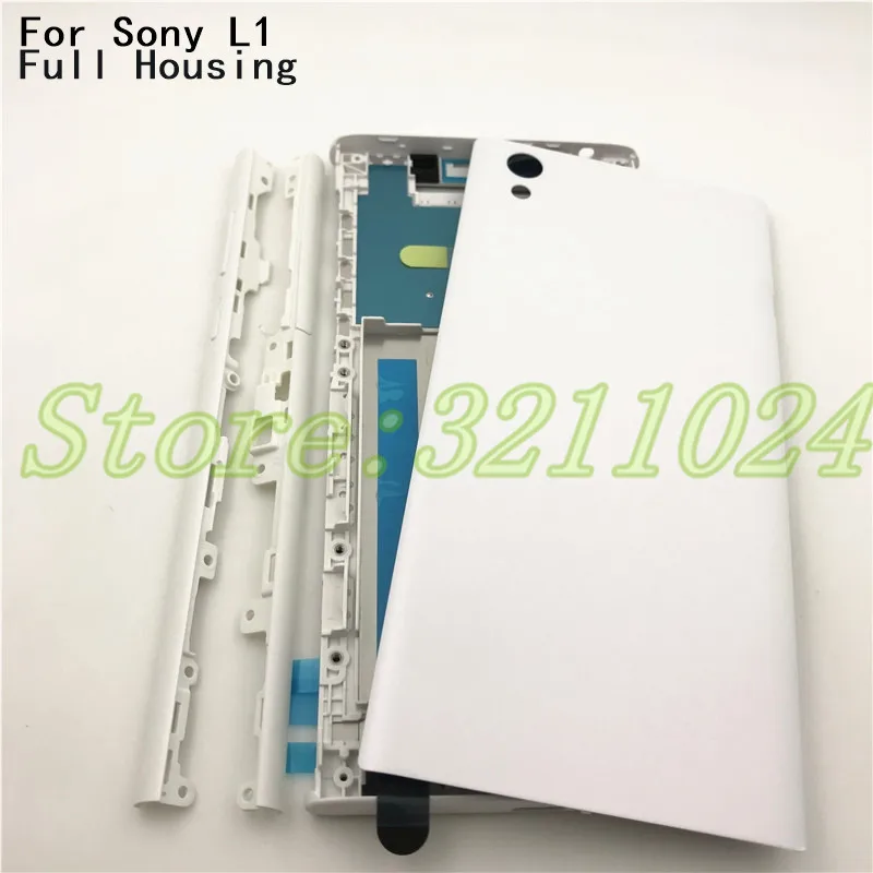 

New Full Housing Middle Front Frame Bezel Housing For Sony Xperia L1 G3311 G3312 G3313 +Side Rail Stripe With Side Buttons +Logo