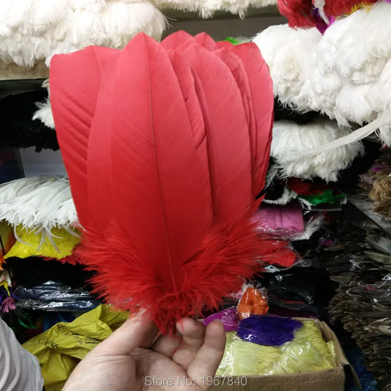 New! 100pcs / lot high quality red eagle feathers 12 14 inch / 30 35 cm