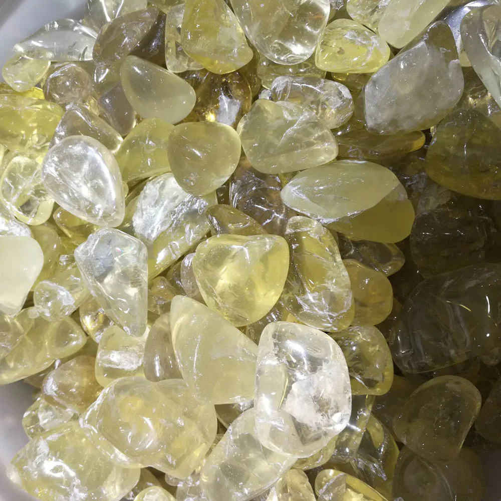 

Wholesale Lemon Color Natural Crystal Quartz Citrine Tumbled Stone LXM