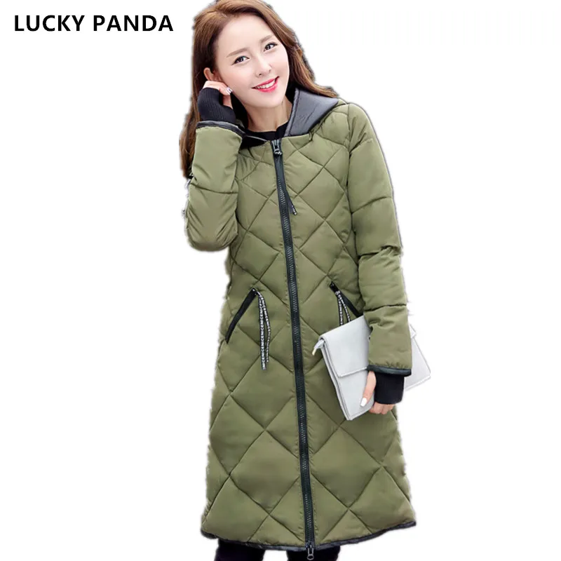 Lucky Panda 2016 New fashion Winter Women padded Jacket Slim long Down cotton Wadded Coat Women