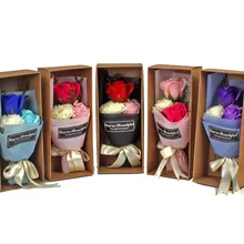 C подарок на день матери имитация цветка 3 Гвоздика мыло цветок подарочная коробка вечный букет цветов 520 свадебное украшение fO09