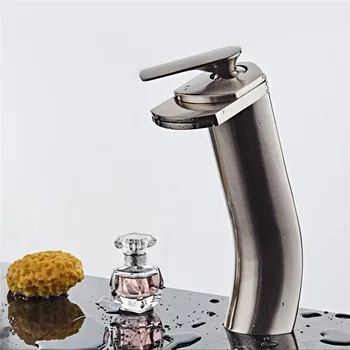 

Brushed Basin Faucets Modern Bathroom Mixer Tap Brass Wash basin Faucet Single Handle Single Hole Elegant Crane For Bathroom