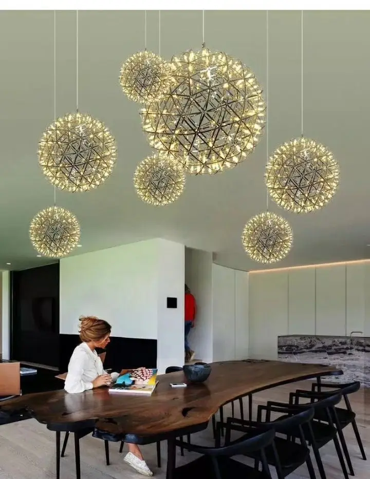 

Modern Loft spark ball LED Pendant Light Firework Ball stainless steel pendant Lamps Silve Hanging Lamps Ball lighting AC110-240