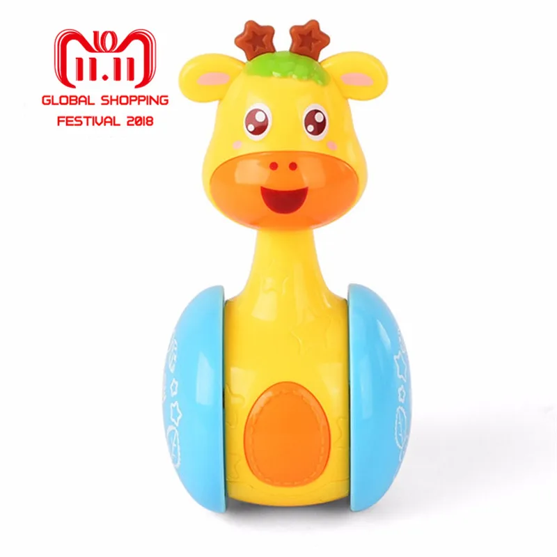 

Funny Baby Rattles Giraffe Tumbler Moveable Sweet Bell Music Roly-Poly Tilting Toys Teethers Doll Infant Educational Kids Gift