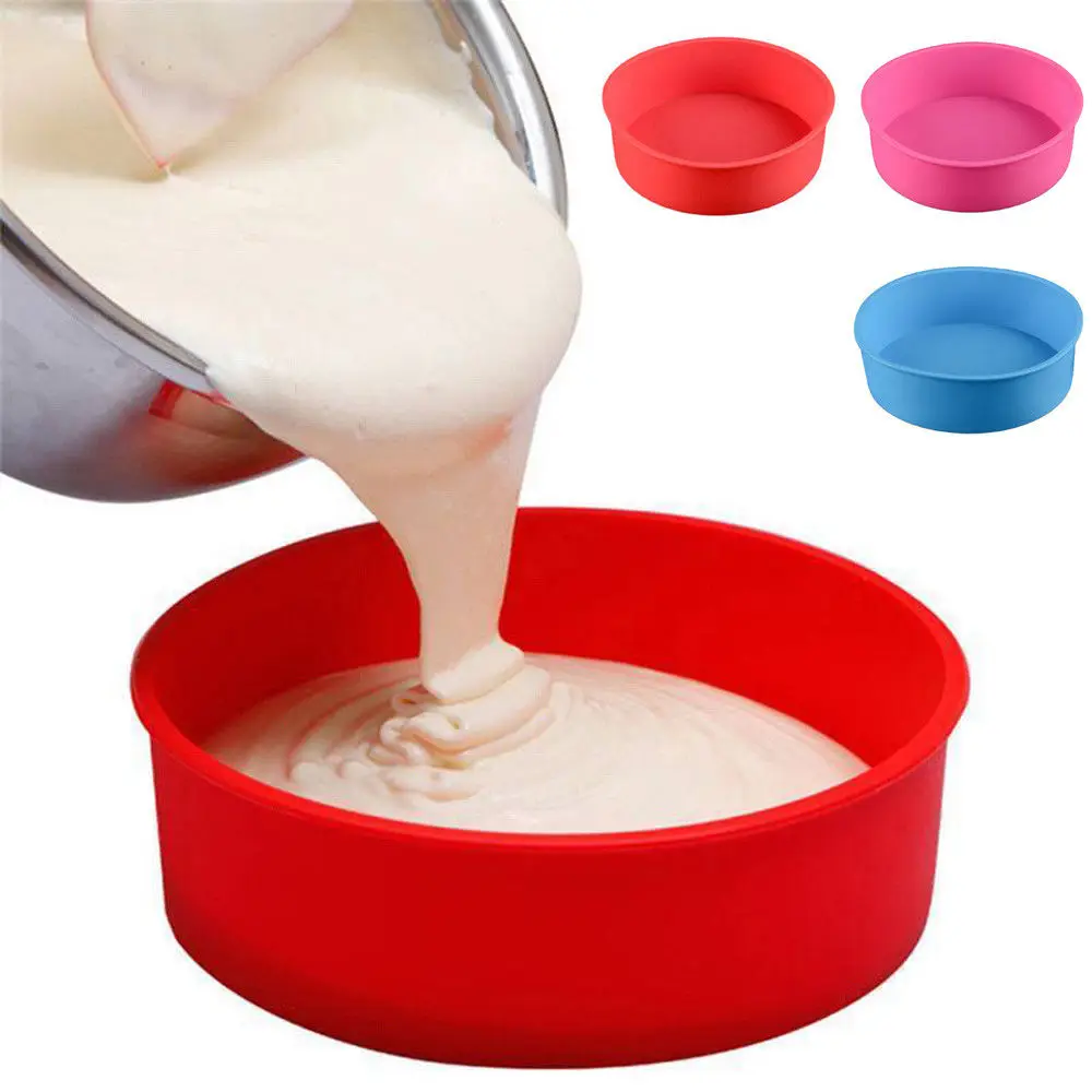 

Round 6/8/9" Silicone Cake Mold Pan Muffin Chocolate Pizza Pastry Baking Tray