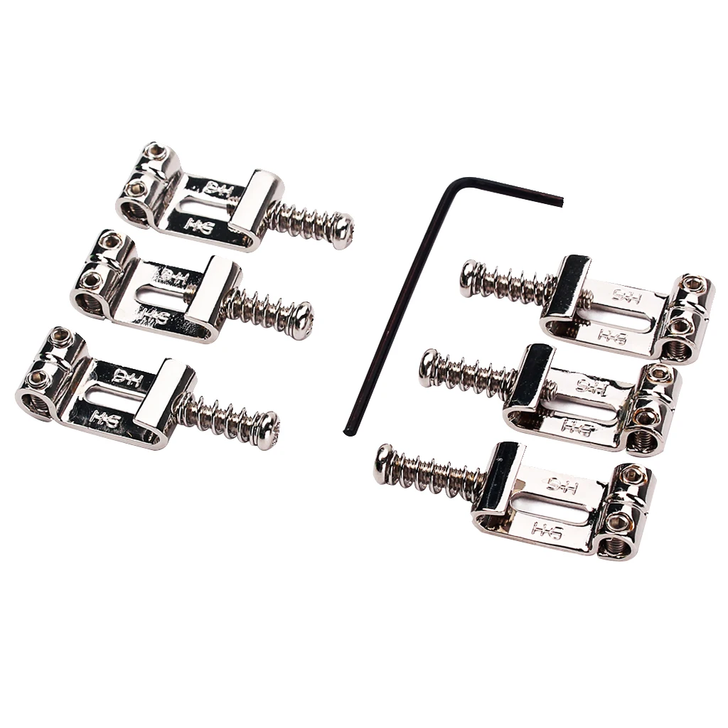 Professional Chrome Plated 6pcs Saddle Bridge For Telecaster Electric Guitar W/ L Wrench Musical Instruments Guitar Parts Access