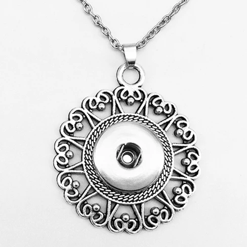 

NX011 LOVE flower newest snap necklace pendant Antique silver (fit 18mm 20mm snaps)