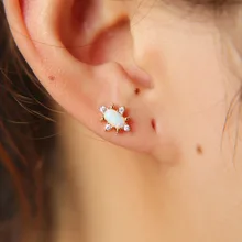 Agg shaped Опал Драгоценный Камень Элегантный Минимальный шпилька крошечные милые девушки Женщины Мульти пирсинг второе отверстие золотого цвета очаровательные серьги для девушек