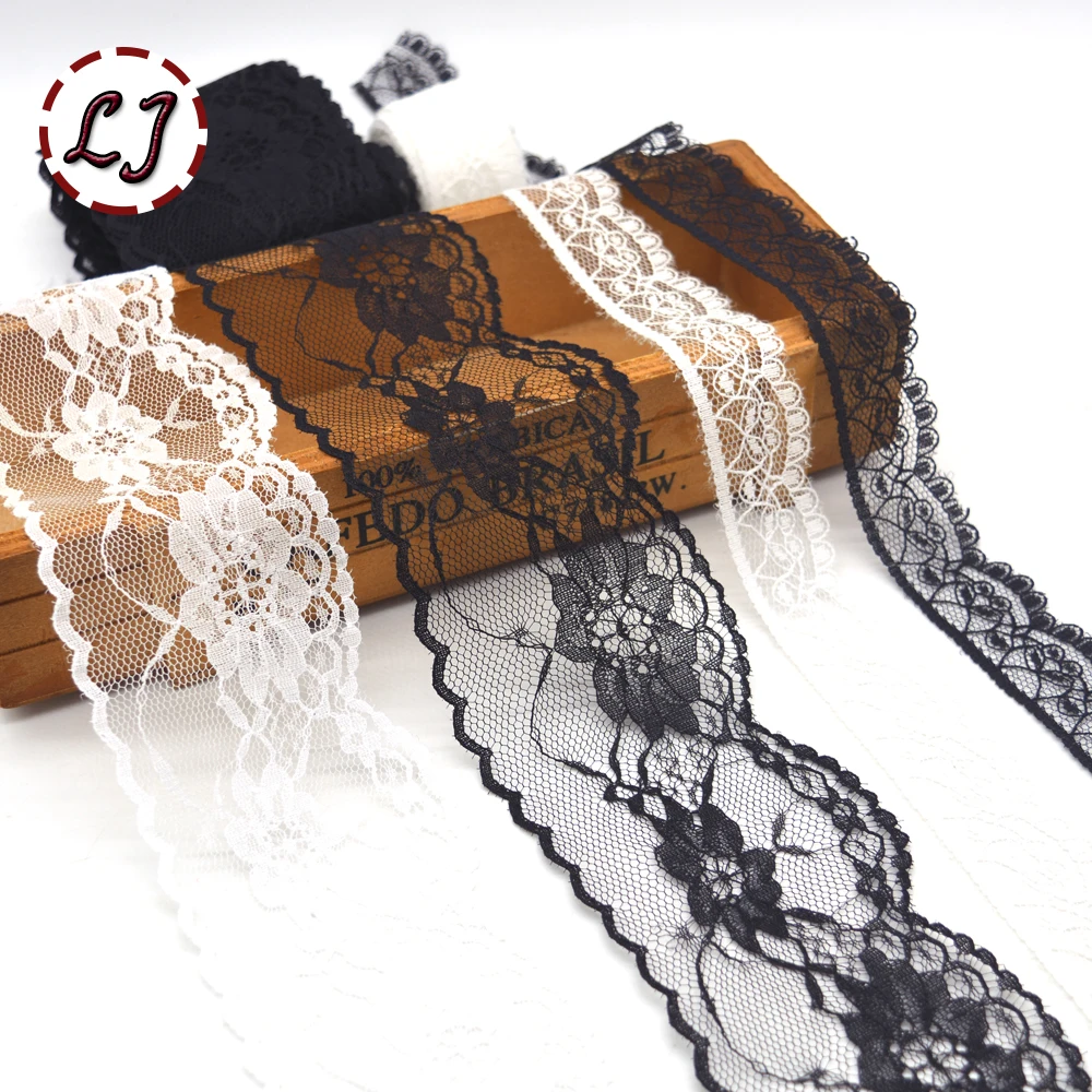 5 ярдов/партия черно-белая кружевная отделка швейная лента вышивка украшение