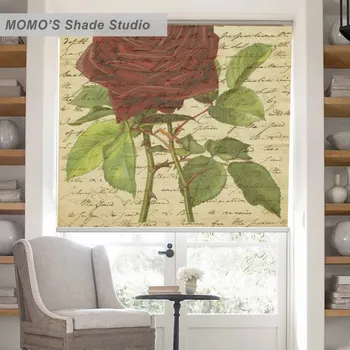 

MOMO Painting Window Curtains Roller Shades Blinds Thermal Insulated Blackout Fabric Custom Size ,PRB set363-371