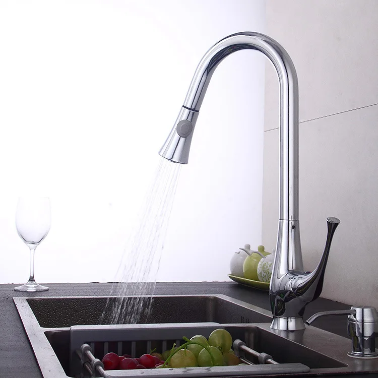 

Kitchen Pull Copper Faucet 360 Degree Rotation Hot and Cold Wash Basin Faucet YM113