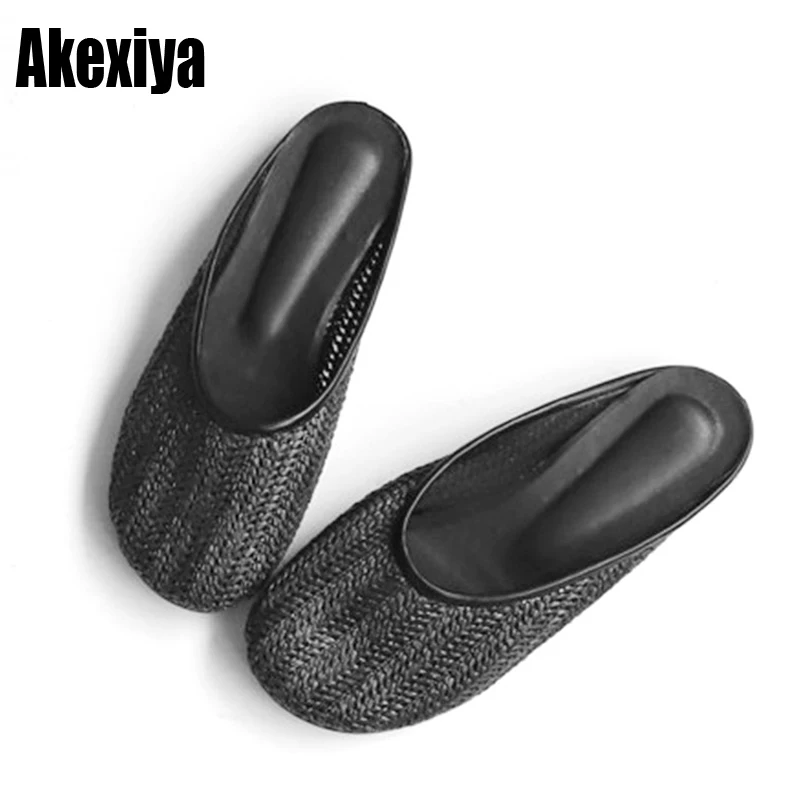 

Women Weave Mules Round Toe Flat Heel Slip On Slides Summer Slippers Size 35-40 Round Toe Straw Flat Heel d1032