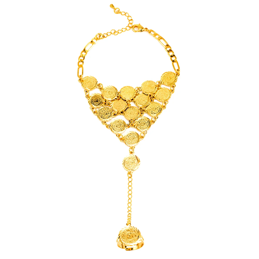 Ethlyn Coins Bracelet for Women Islam Muslim Arab Coin Money Sign Gold Color Middle Eastern Jewelry Bangle Metal Coin B017