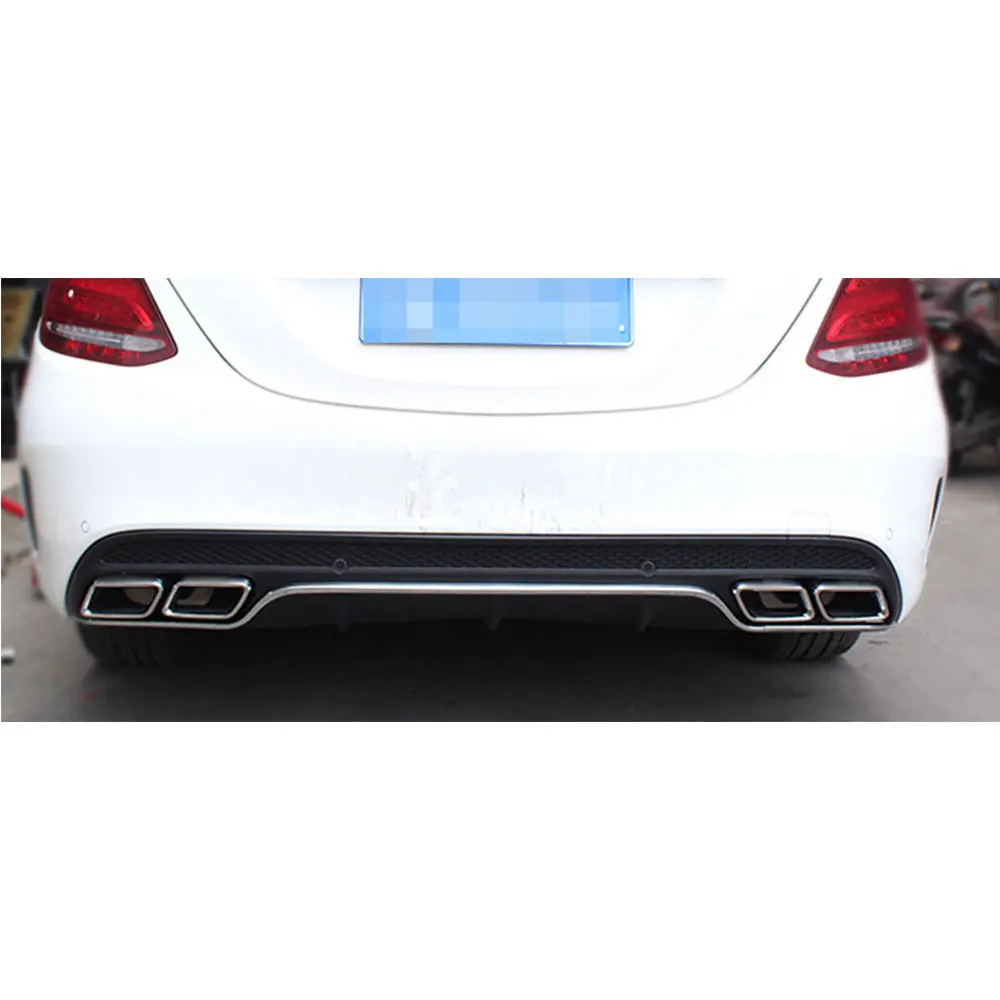 C Class ПП диффузор губа на задний бампер с выхлопная система для Benz W205 C200 C220 купе