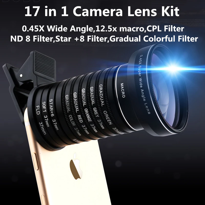 Universal Clip 17 in 1 Camera Lens Kit for iPhone Samsung