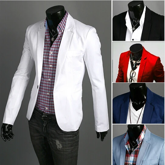 Блейзер для мужчин Новое поступление 2019 года модная одежда дикий одной кнопки Костюм куртка мужчин's повседневное Slim Fit костюм
