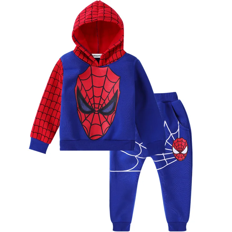Весенне-осенняя одежда спайдермена с героями мультфильмов для маленьких мальчиков детская спортивная одежда для мальчиков Повседневный пуловер, пальто штаны, 2 предмета, одежда для маленьких мальчиков
