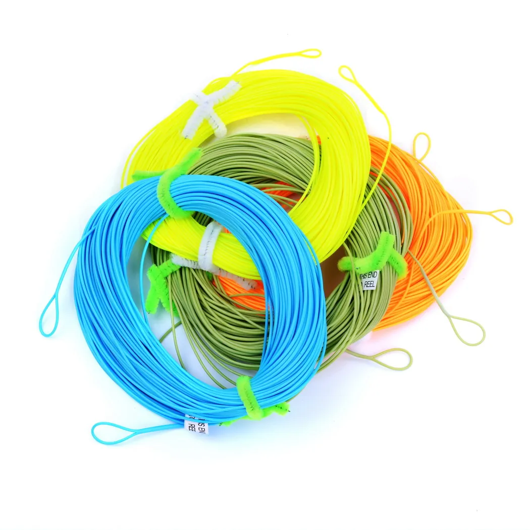 2 Welded Loops Floating Fly Fishing Line Fly Lines WF-2F/3F/4F/5F/6F/7F/8F 100FT Orange/green/blue/ yellow Color Fishing Tackle