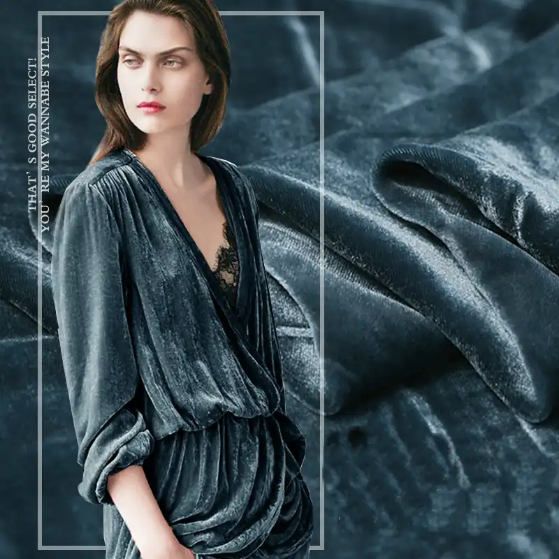 Teal Series Fashion Velour Dress silk 