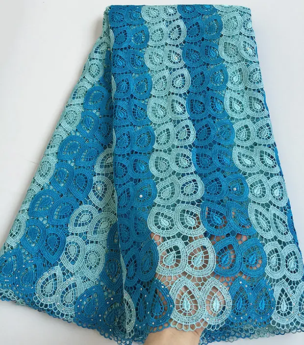 Turquoise 5 ярдов аккуратное гипюрное кружево с вышивкой фантастический мягкий Африканский шнур кружевная ткань в нигерийском стиле вечернее платье Высокое качество Лидер продаж - Цвет: Turquoise