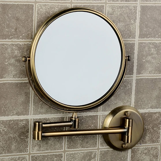 Vidric حمام مرايا 8 بوصة جولة 2 وجه 3 x المرايا المكبرة من الحمام للطي ماكياج مرآة النحاس البرونزية جدار مرآة