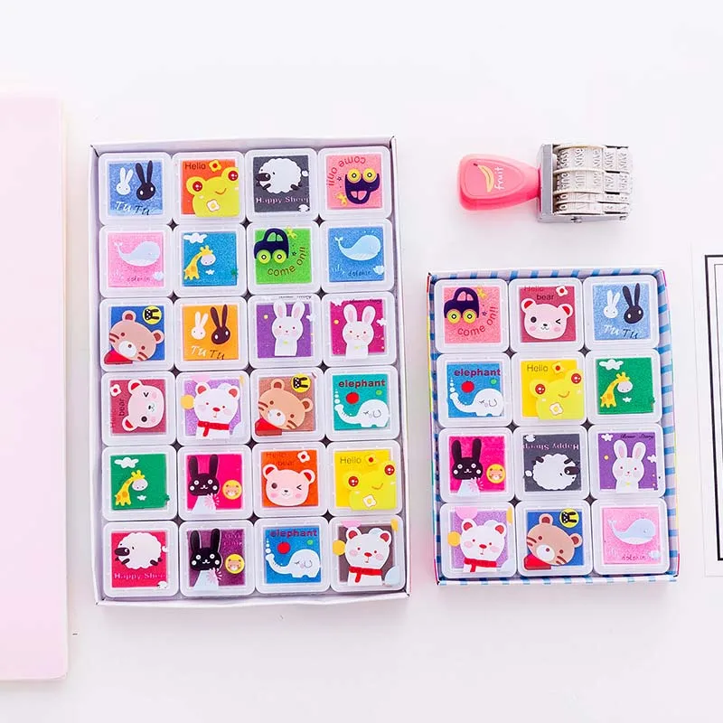 

24 Color Multi-Color Ink Pads Children Fingerprint Picture Finger Painting Stamp Pads Pigment Craft DIY Toys For Kids Children