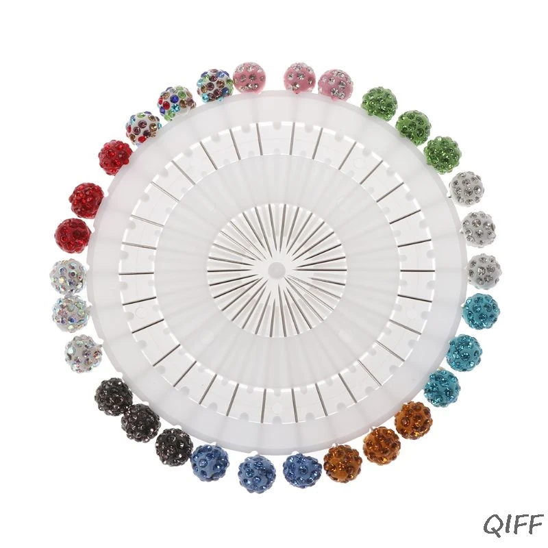 

30Pcs Safety Pin Muslim Hijab Scarf Pin Rhinestone Ball Brooch Straight Head Pin