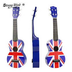 Сильный ветер 21 дюймов Гавайский Ukelele липа Гавайская гитара Multi сопрано Minil акустической гитары 4 нейлон String Для начинающих унисекс