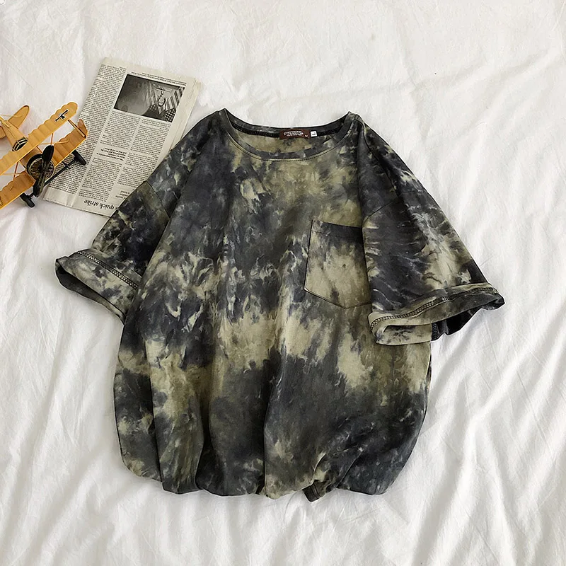 

Street Vintage Tie Dye Tshirts Hip Hop Casual Short Sleeve Streetwear Tops Tees Summer Harajuku T Shirts
