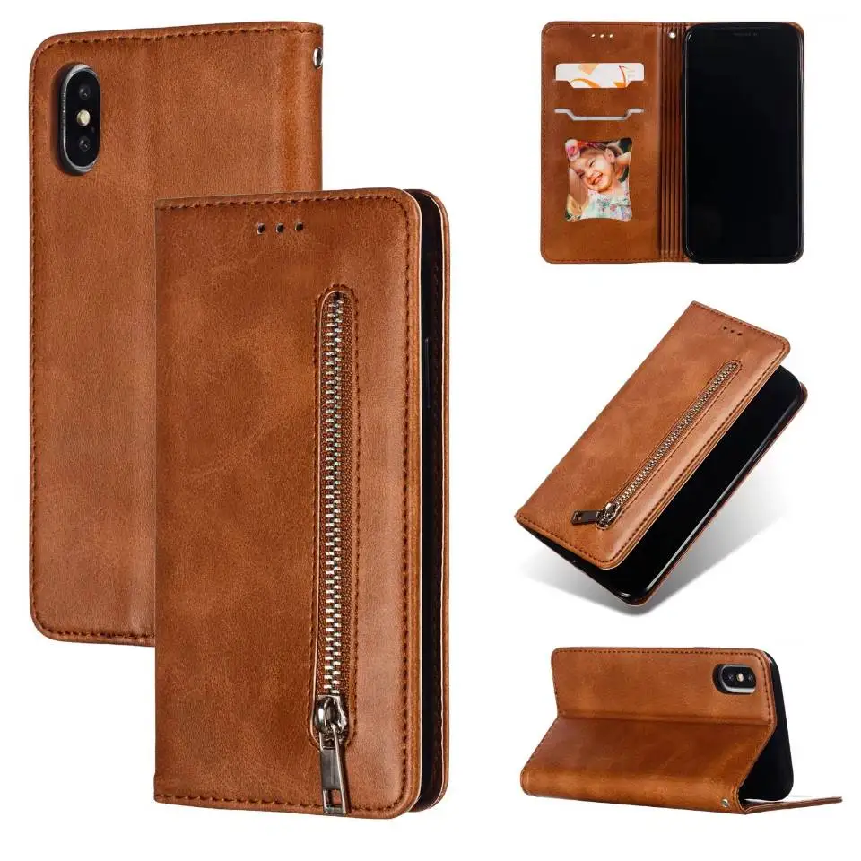 Vintage Wallet Case For iPhone XS Max 8 Plus Adsorption PU Leather Phone Cases For iPhone 7 Plus 8 6 6S XR XS Stand Cover EEMIA