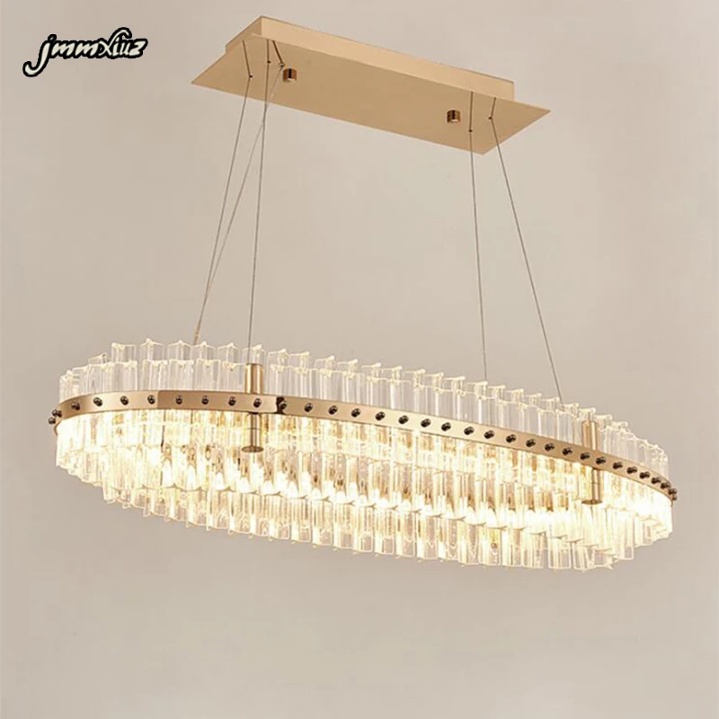 Oval Modern Crystal Chandelier For Dining Room Luxury Hanging LED