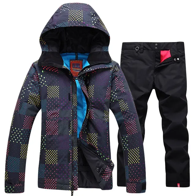 Cheap Free shipping high-grade women's ski suit ,waterproof windfproof breathable jacket and solid ski pant outdoor sport wear set 6