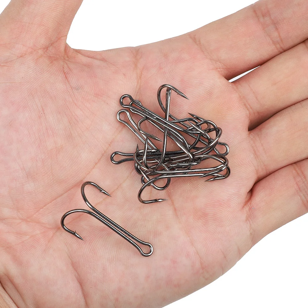DONQL 10pcs Set Double Fishing Hooks Barbed Carp Fishhook For Soft Worm Lure High Carbon Steel Fly Fishing Hook Accessories (1)
