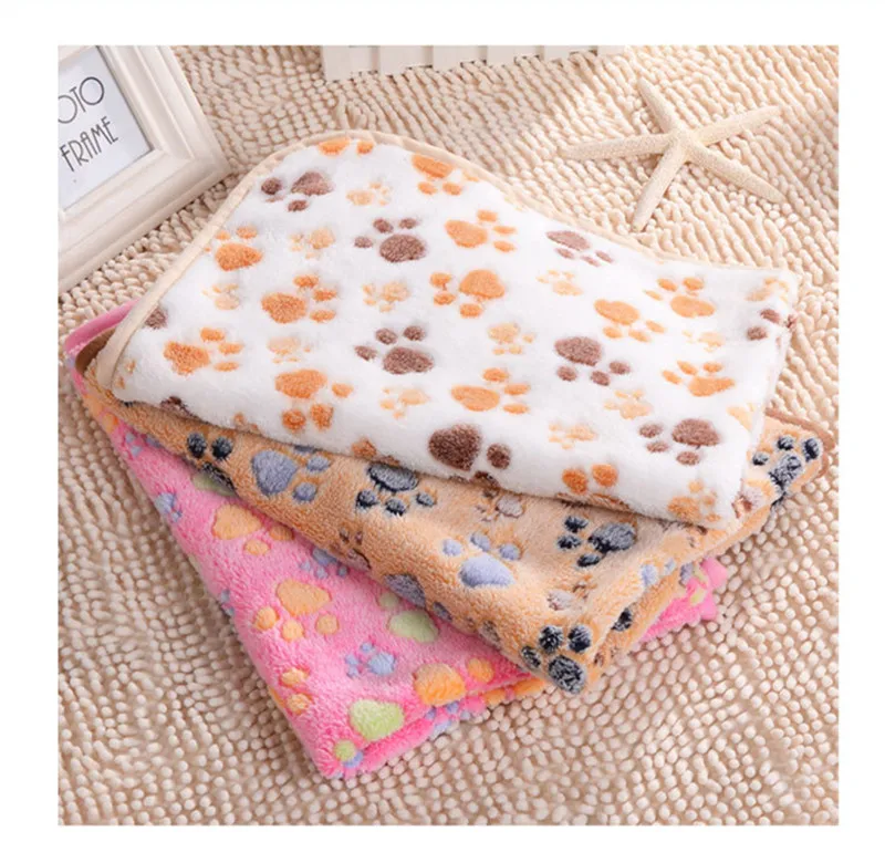 

mylb Coral Fleece Pet Blanket Soft Touch Winter Warm Dogs Cat Bed Footprints Blanket Mat Pad Bed for Dogs