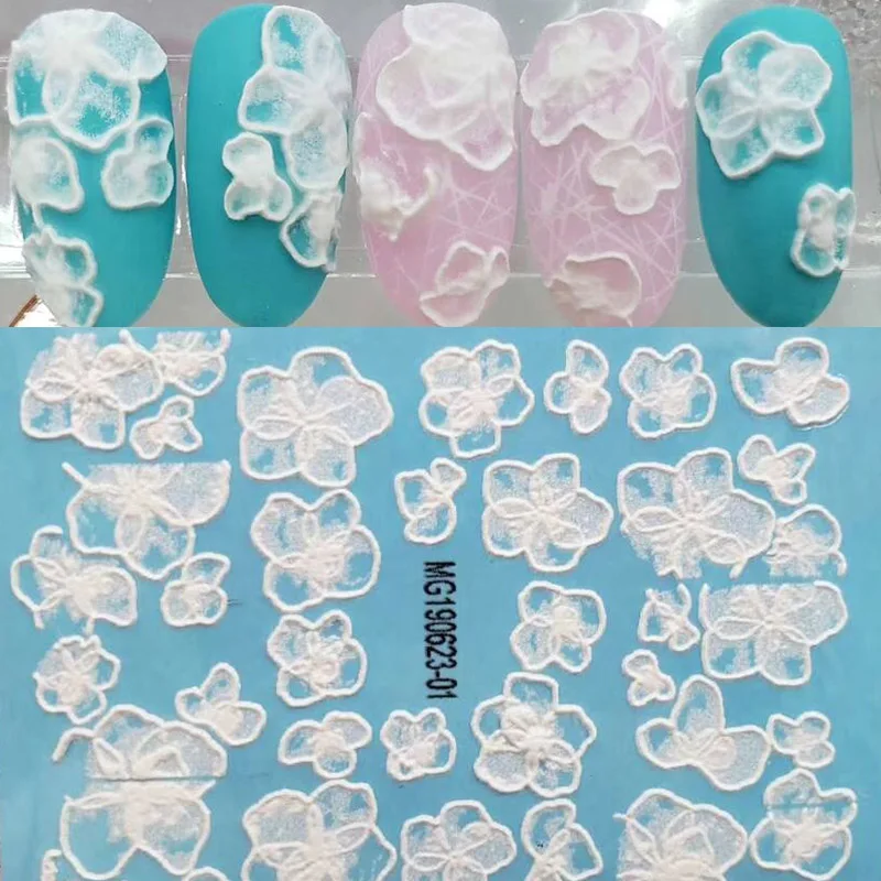 3D акриловая Выгравированная наклейка с цветком для ногтей, тисненые Водные Наклейки для ногтей, эмаистичные наклейки для ногтей с водными горками