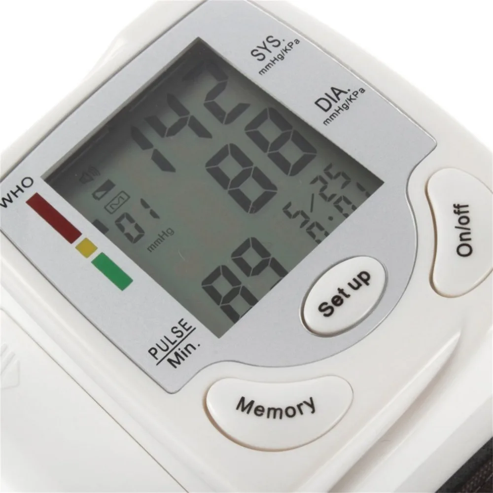Portable automatic blood pressure monitor medical digital LCD display wrist tonometer pulse heart rate monitor blood pressure monitor blood pressure meter