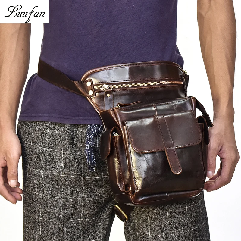 Men's Crazy Horse Genuine Leather Messenger Shoulder Bag mini Travel