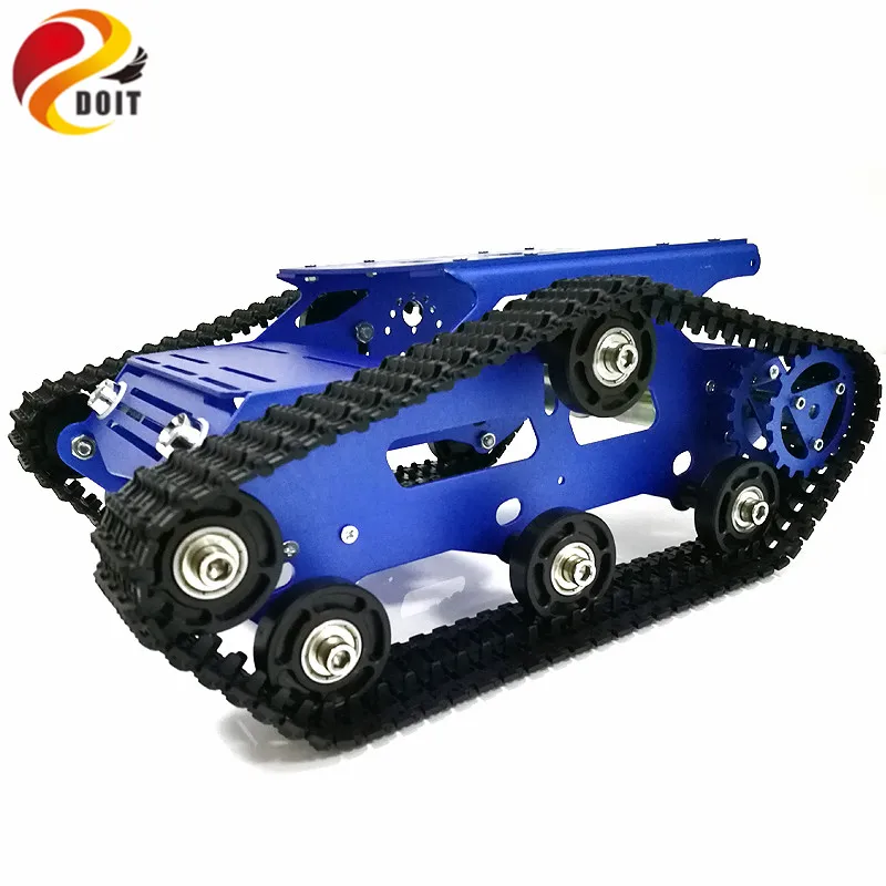 DOIT Tracked Tank Chassis YP100 with Aluminum Alloy Frame 12V High Power Motor Plastic Tracks for DIY Robot Project Design RC metal aluminum alloy robot tank chassis 37 motor strong power sk9