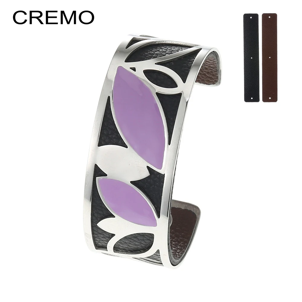 Женские браслеты с эмалью Cremo регулируемые кожаные из нержавеющей