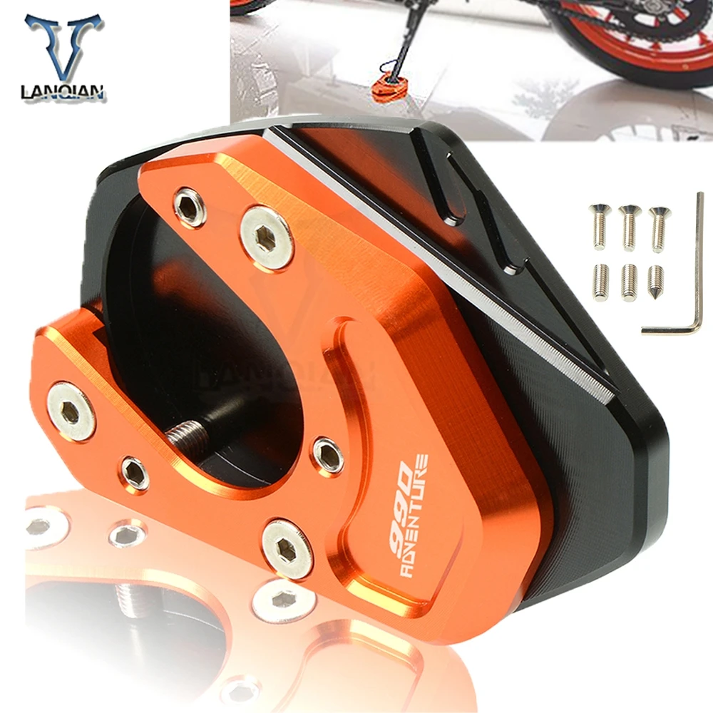 

Motorcycle Accessories CNC Kickstand Foot Side Stand Support Plate Pad Enlarge Extension For KTM 990 Adventure LOGO 2006-2012