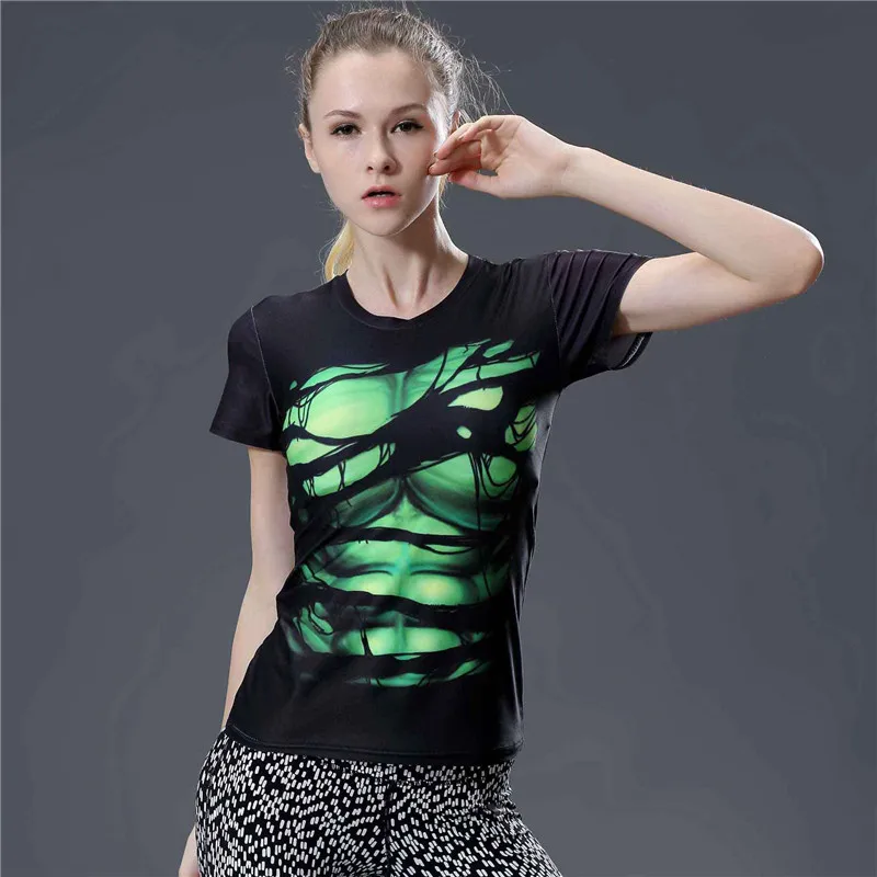 5  Fashion Fitness T Shirt Women Summer Tops Short Sleeve Tee Shirt Femme Tight Compression Shirt Tshirt Women Camisetas Mujer