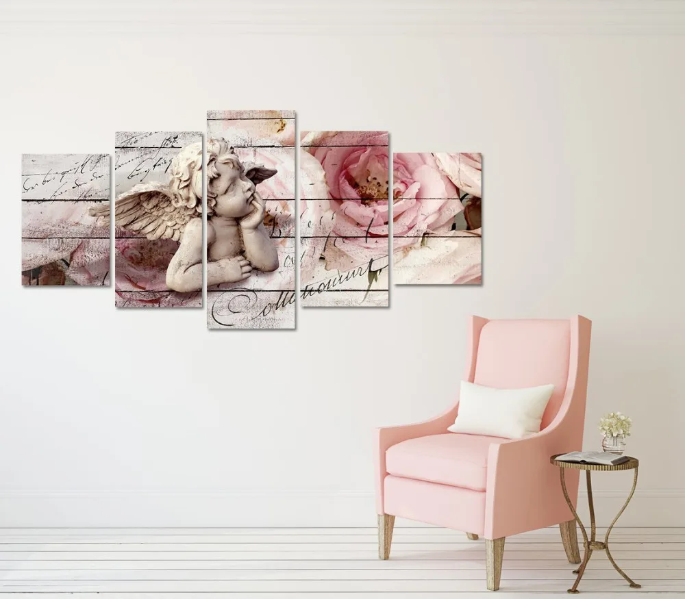 

Guardian Angel Flower Painting Religious Wall Picture Art Print on Canvas,Ready To Hang Drop Shipping