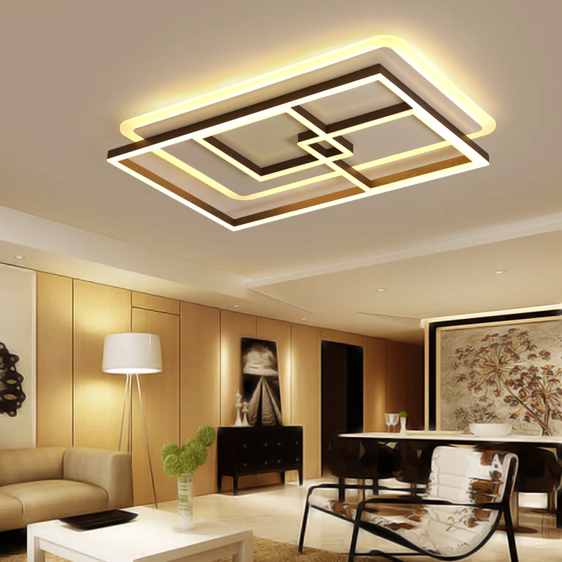 White+ Coffee color Finish Living Room Bedroom Study Led Ceiling Lights lampara de techo Modern led Lamp Fixtures | Лампы и освещение