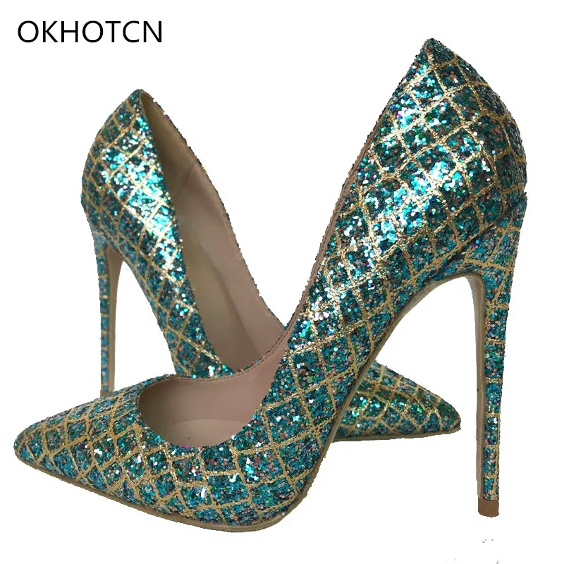 Cuir Bout Paillettes De Profonde New Mariage Peu 10cm Mélangée Hauts Talons 12cm 12cm Mode Chaussures Lattice 10cm Femmes Lady En Couleur Tige Stilettos 8cm Pompes Pointu 8cm pzIwH5q