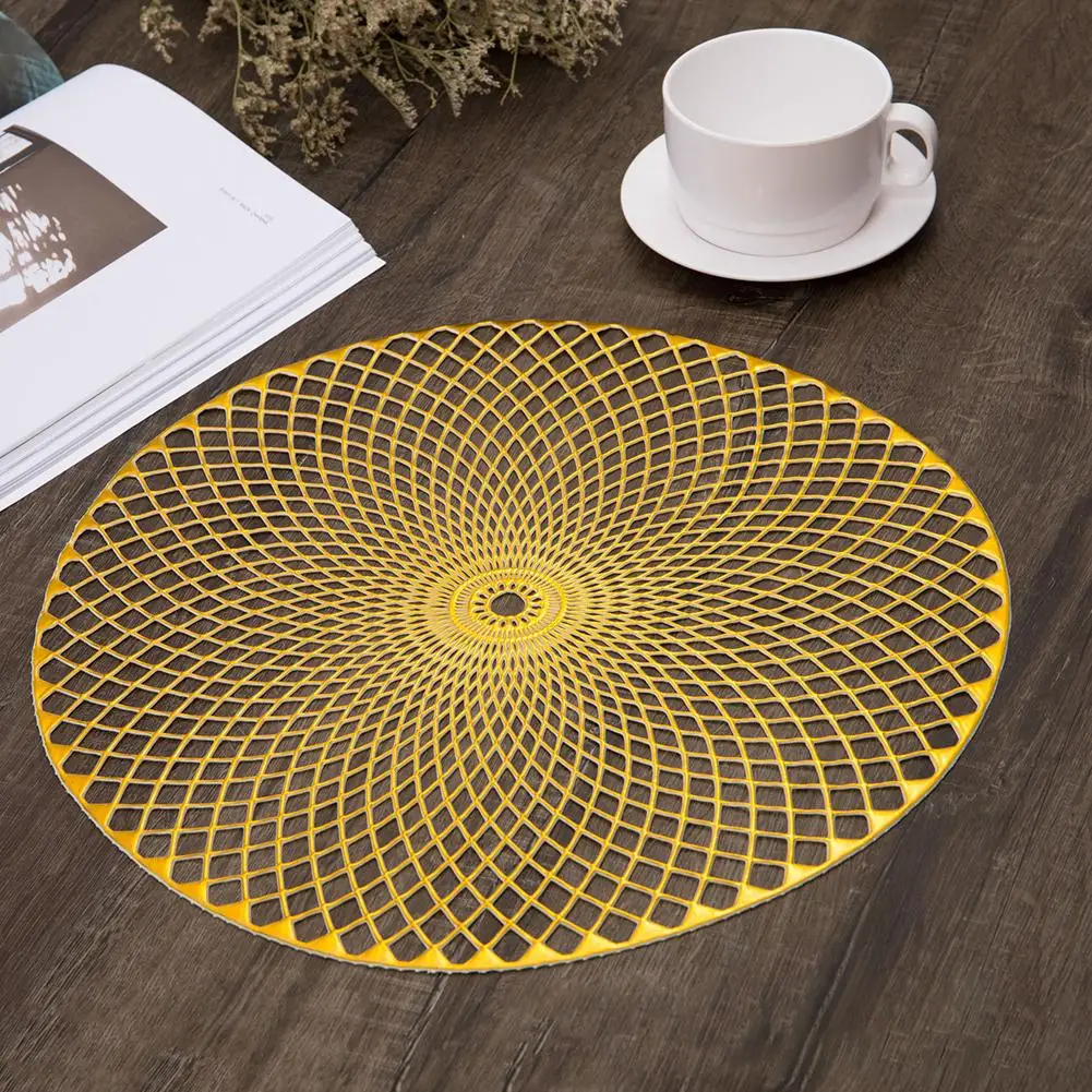 

Round Shape PVC Hollow Mesh Net Anti-Slip Heat Pad Coaster Bowl Pan Place Mats